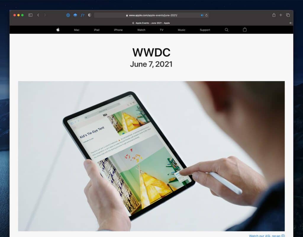 Screenshot WWDC '21