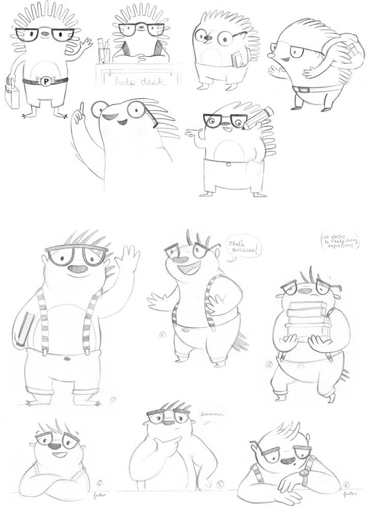 paperlet mascot sketches