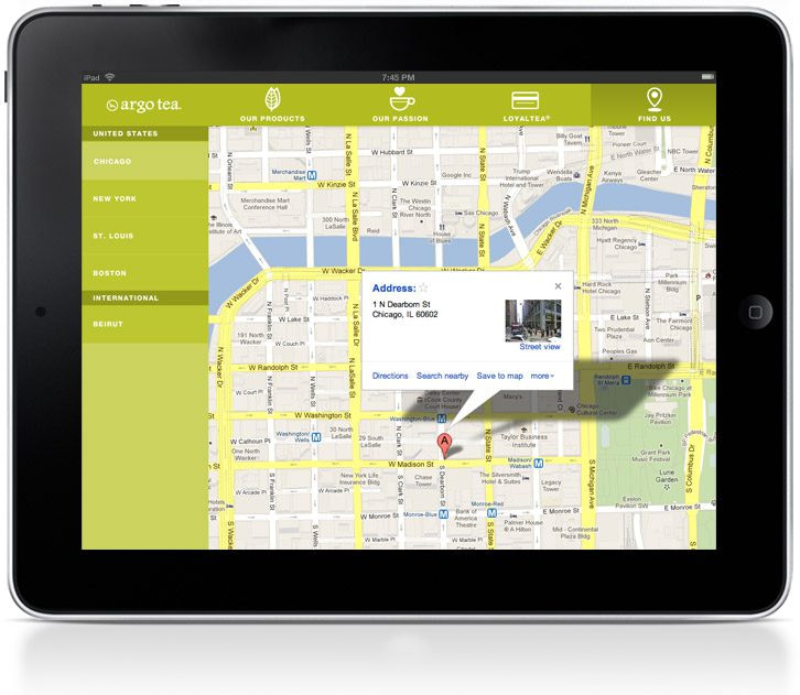Argo Tea iPad Locations