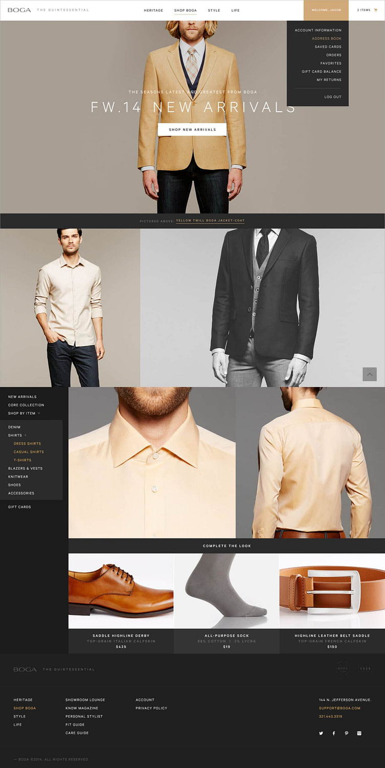 BOGA Luxury Menswear website